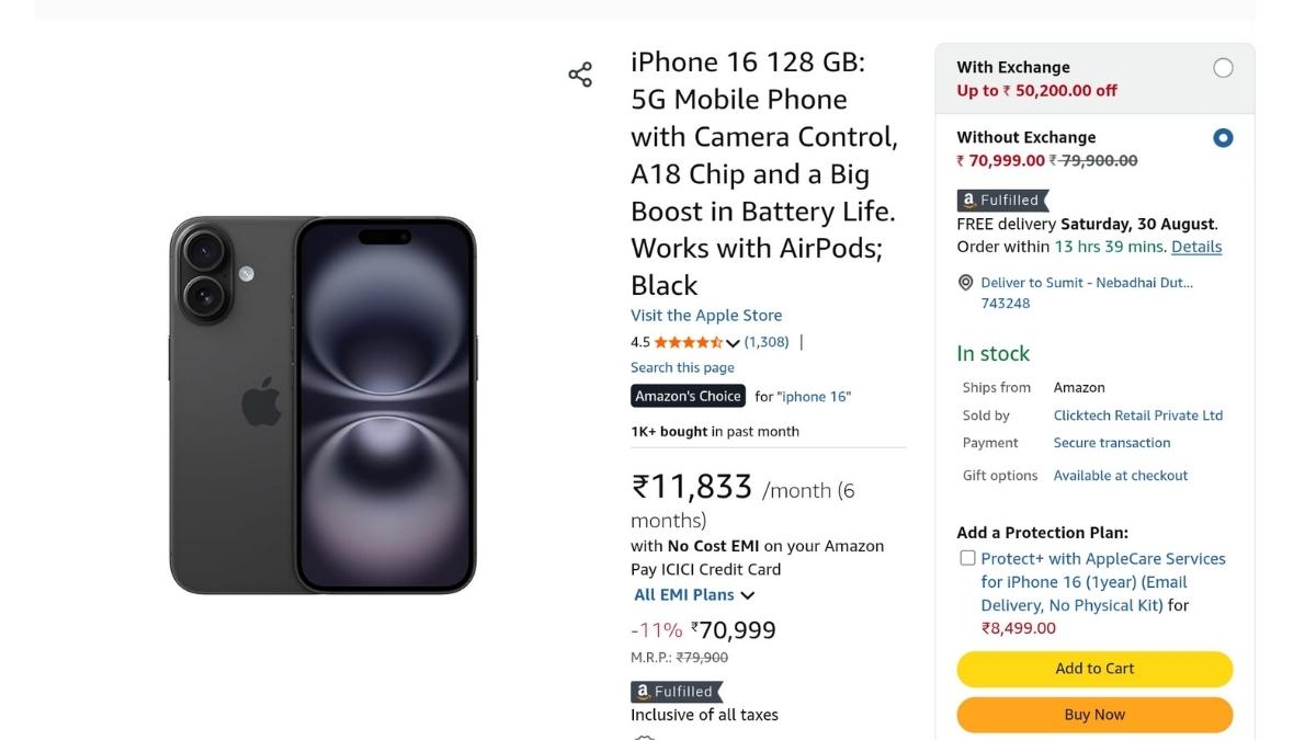 iPhone 16 price drop by Rs. 11,400/-