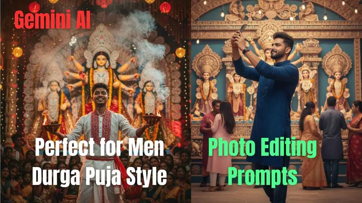 10 Viral Free Gemini AI Prompts for Men in Durga Puja Looks