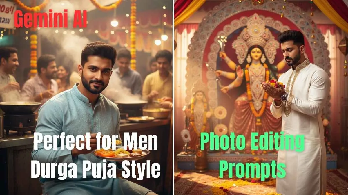 10 Viral Free Gemini AI Prompts for Men in Durga Puja Looks