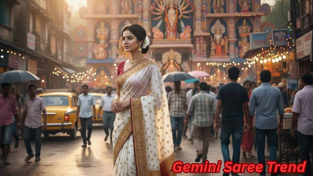 The Gemini Saree Trend Sparks Festive FOMO This Durga Puja 2025