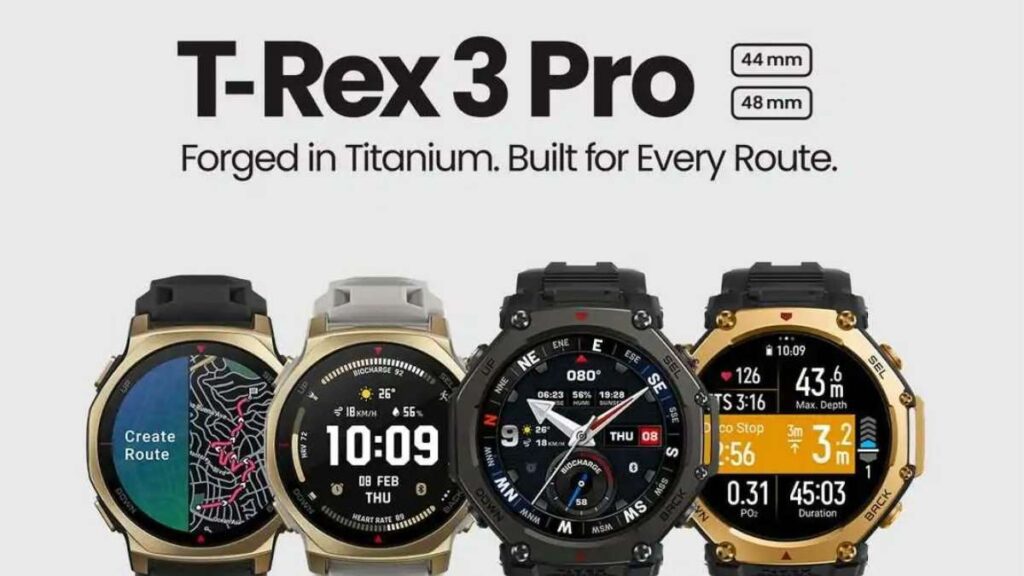 The Amazfit T-Rex 3 Pro flashlight smartwatch comes with a titanium bezel and sapphire glass screen, making it resistant to scratches and accidental knocks.