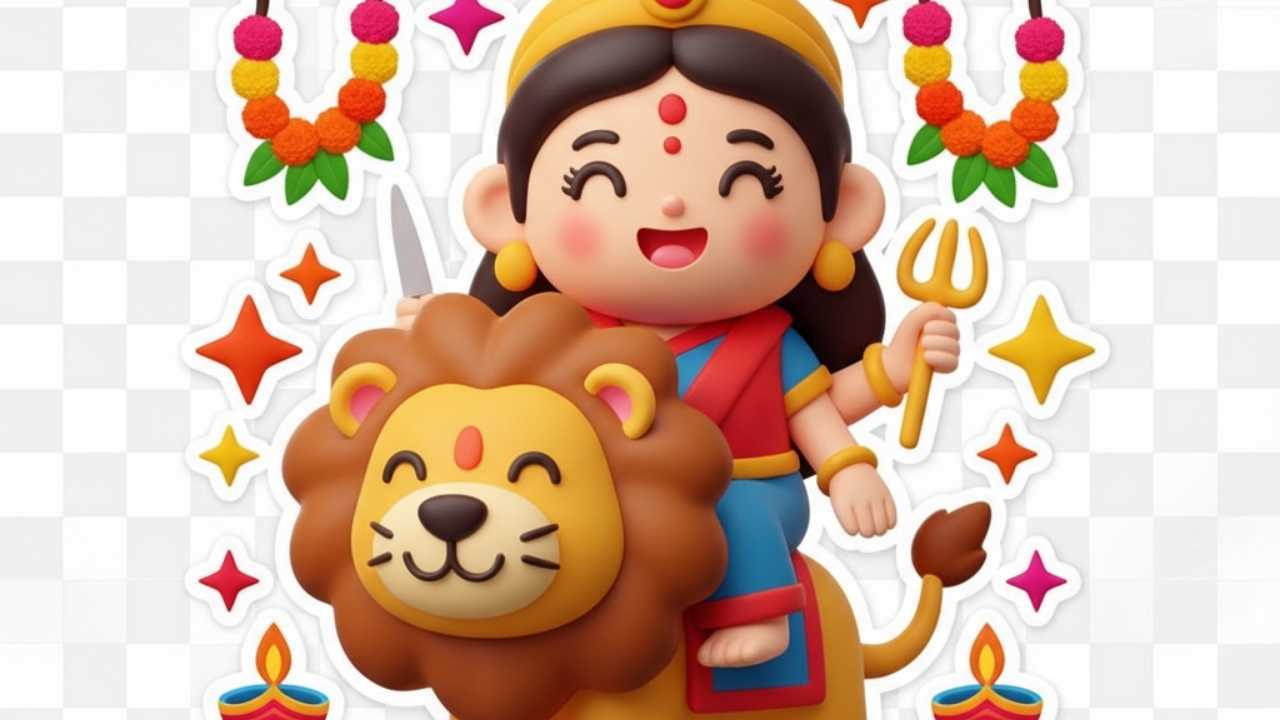 Durga Puja Stickers 2025 (Image: AI-Generated)