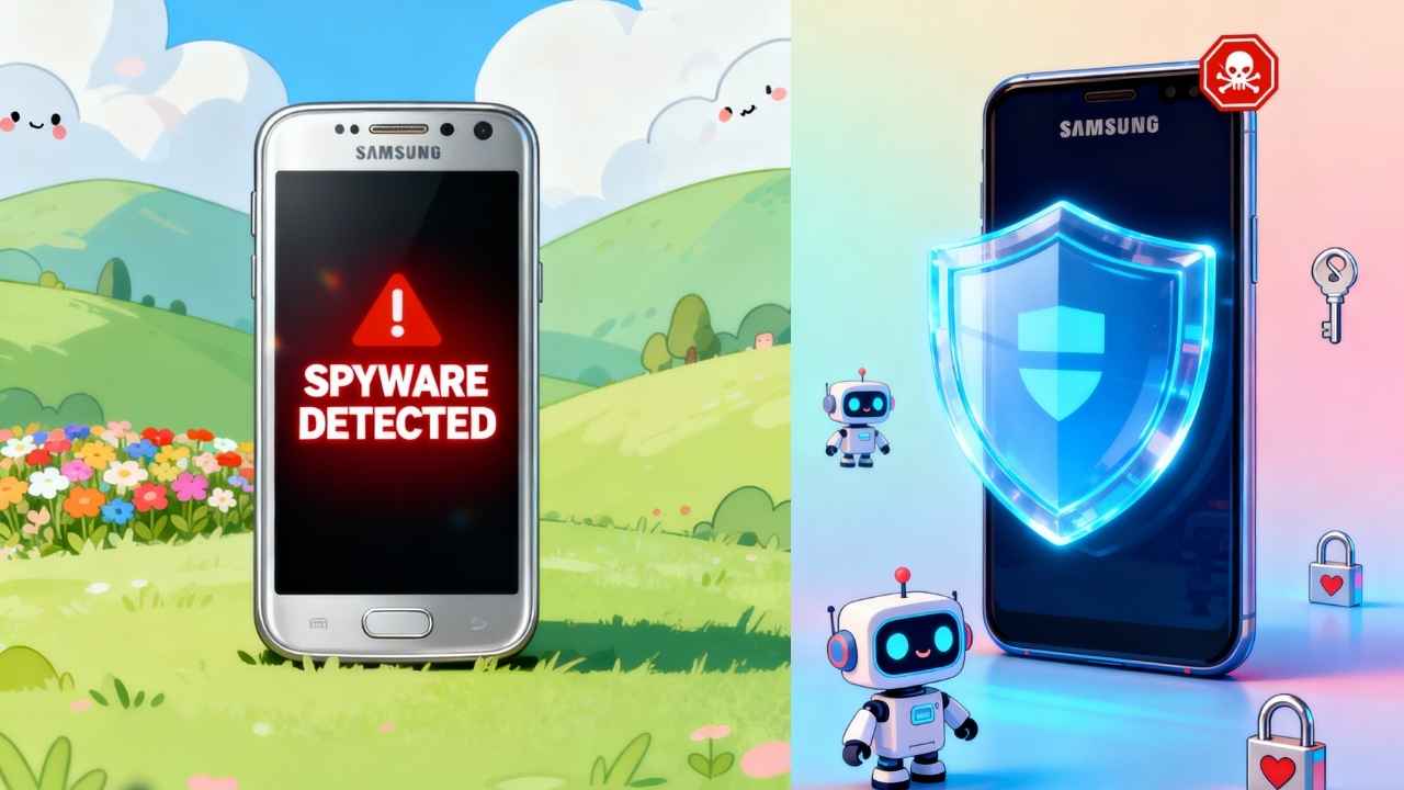 new spyware cyberattack targeting Samsung smartphones 2025 (Image: AI-Generated)